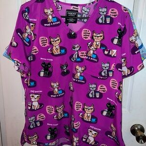 Cherokee Purple Cat & Coffee Lover's Scrub Top